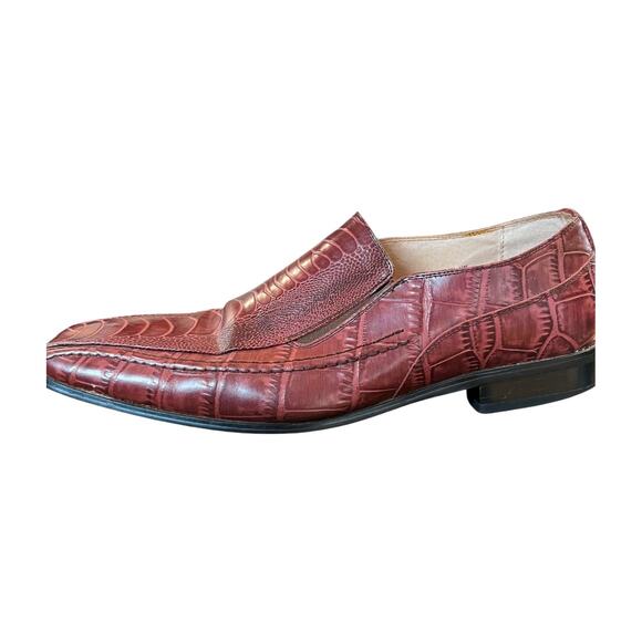 Stacy Adams Other - Stacy Adams Croc Embossed Slip On Mens Dress Shoes Size 11 brown Leather Loafers